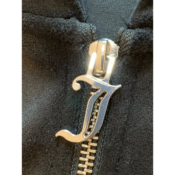 Juicy Couture L Black Velour Hooded Jumpsuit Drawstring Zipper Closure 8237 - Picture 6 of 13